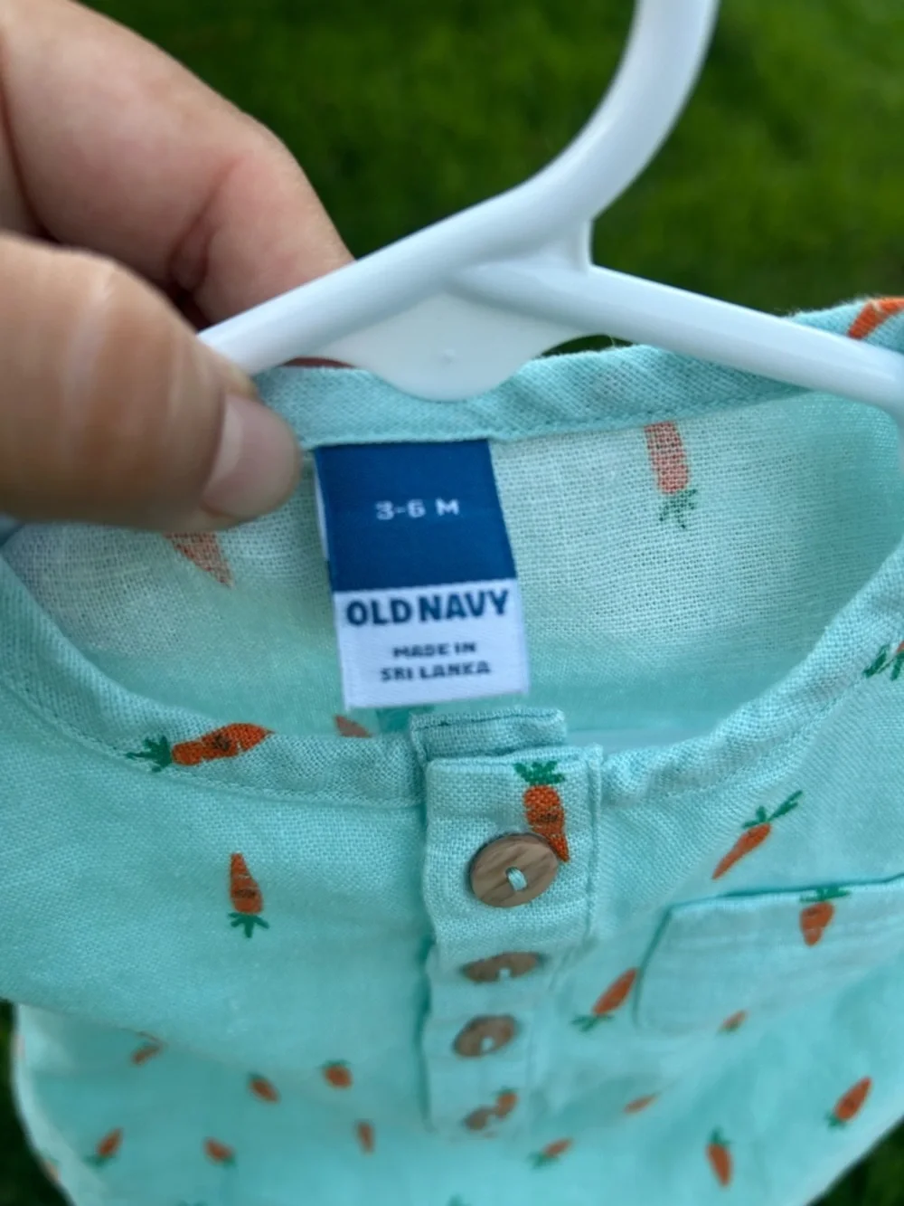 Old Navy Mint Green Baby Romper with Carrot Print